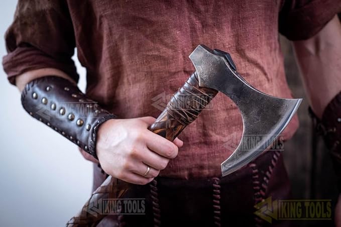 [Viking Tools]-Custom Handmade Vikings – Axe of Ragnar Lothbrok – Battle Ready Handforged Viking Axe 'Ragnar' Replica Viking Battle Axes - Bearded Norse Throwing Authentic Medieval Viking Axe