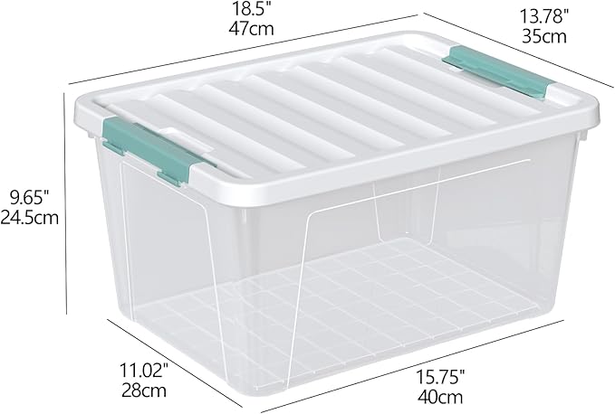 Ramddy 32 Quart Clear Storage Bin with Lid 6-Pack Plastic Storage Box