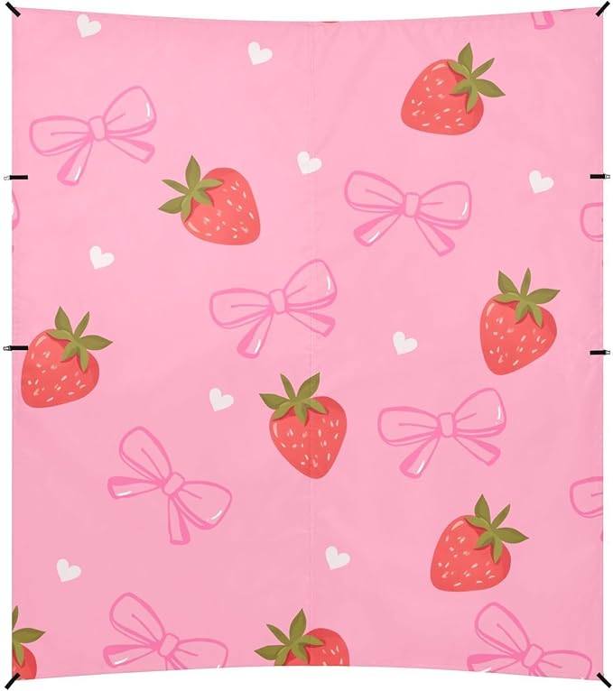 ALAZA Straberry Bow Pink Beach Tent Sun Shelter Portable Canopy Sunshade for Outdoor Camping Picnics Backyard Fun 10x9 ft