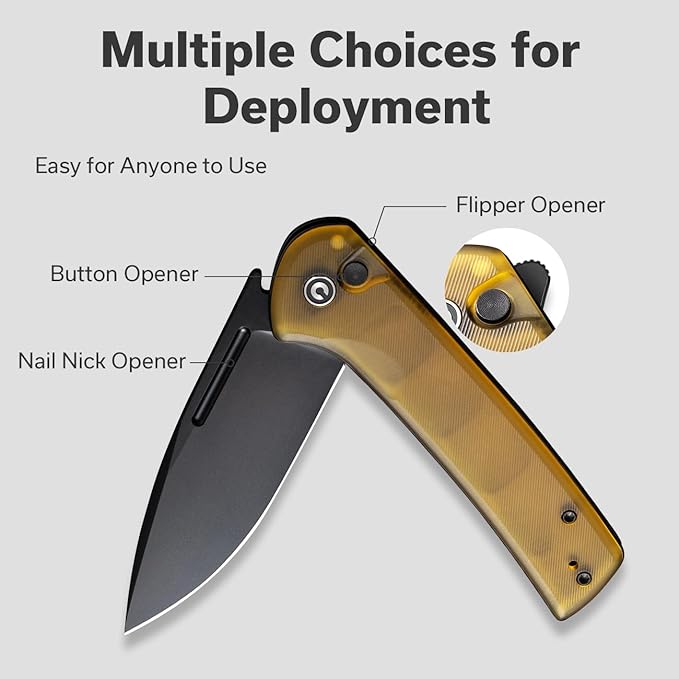 CIVIVI Pocket Folding Knife Button Lock Knife with Flipper Opener for EDC 3.48 Nitro-V Blade Ultem Handle Conspirator Utility Knife for Outdoor C21006-6