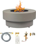 32-inch Outdoor Gas Fire Pit Table with Natural Gas Conversion Kit 50000BTU Propane Gas Fire Pits for Outside Patio w/Round Burner Lid Glass Rocks Cover