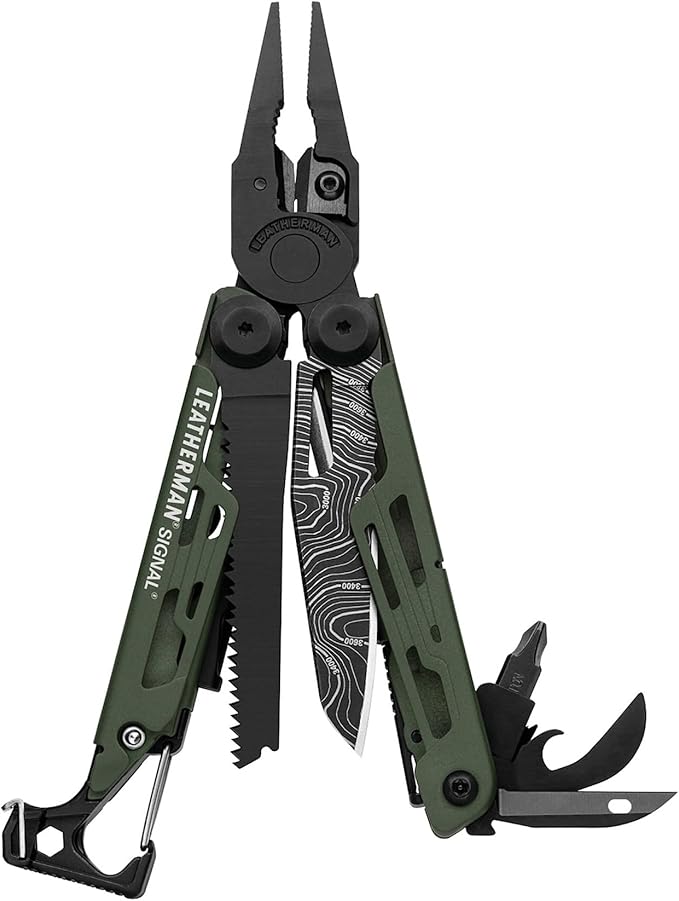 LEATHERMAN Signal 19-in-1 Multi-tool for Outdoors Camping Hiking Fishing Survival Durable &amp Lightweight EDC Made in the USA Topographical Print