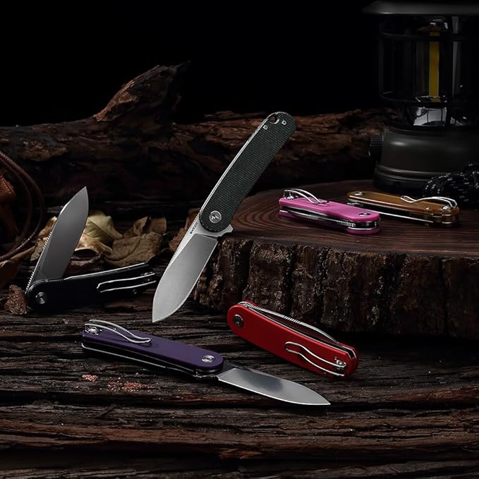 Small EDC Folding Pocket Knife with Clip for Woman - 2.76 Mini D2 Steel Satin BladeCamping G10 Handle Classic Design for Outdoor Hiking Working Man &amp Everyday Carry. Han309-RGS