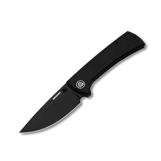 EIKONIC Knives Ramon Chaves RCK9 Folding Knife 3.06 D2 Black Stonewashed Drop Point Plain Blade Black G10 Handles Liner Lock - 100BB