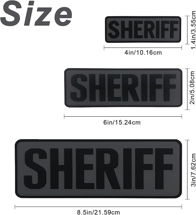 3Pcs PVC Patch with Hook Fastener Back for Hats Caps Vests Clothing Bags Backpacks (3 Pack 1Pcs 4 x 1.4 1Pcs 6 x 2 and 1Pcs 8.5 x 3)