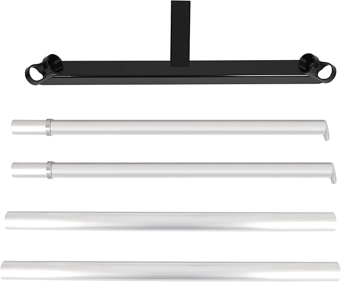 Kojem Hitch Mount Hammock Stand for 2 Vehicle Receiver hitches Class III &amp IV Trailer Hitch Steel Aluminium Powder Coated Stand 300lbs Capacity (Black+Silvery)