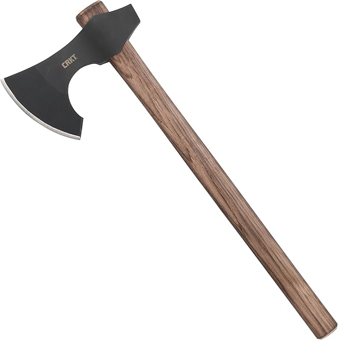 CRKT Berserker Axe: Two Handed Outdoor Axe Forged 1055 Carbon Steel Blade Hickory Handle 2736