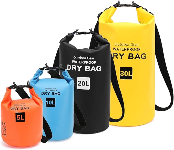 Irfora Floating Rainproof Dry Bag Backpack Lightweight for Water Sports Outdoor Activities 500D PVC Mesh Red Blue Black Yellow (4 sets in one package)