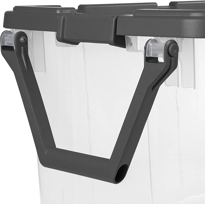 2 Pack 160 Quart Wheeled Storage Bins - Stackable Heavy Duty Clear Totes with Secure Latch Lid &amp Reinforced Pull Handle Ideal for Garage Closet &amp Moving (Clear/Gray)
