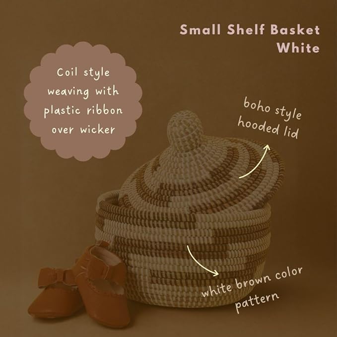 Storage Box Brown Pattern on White 10 Inch Wide