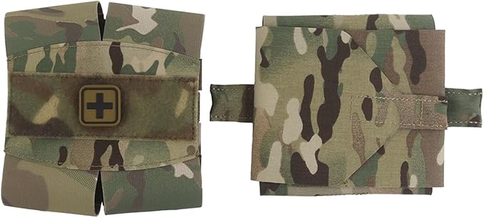 Camouflage MOLLE Medical Pouch with roll-Out Organizer top Tourniquet Band &amp ID Patch Area Utility First Aid Pouch for Airsoft Training &amp Outdoor Use