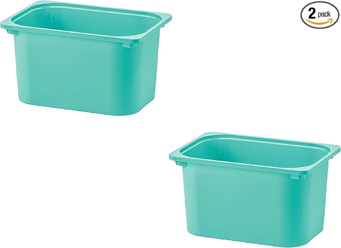 TROFAST Storage Box Turquoise 16 ½x11 ¾x9  Stackable Open Containers/Bins for TROFAST Frames Pack of 2