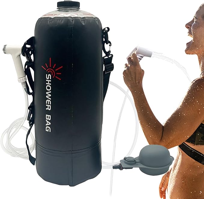 Camp Shower Solar Shower Bag Backpacking Camping | Foldable Portable 12L Heating Tool Kit with Removable Hose