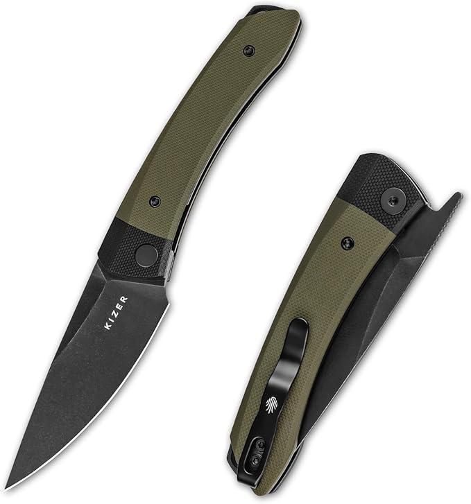 Kizer Mini Momo EDC Pocket Knife 3.2” D2 Blade Pocket Folding Knife with G10 Handle Front Flipper EDC knife with Pocket Clip for Men Women Camping Hunting Survival Knives V3663M2