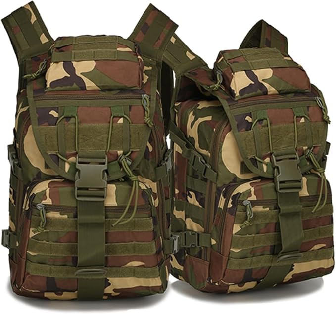 Outdoor Tactical Backpack Military Molle Bag Hiking Daypacks for Camping Trekking Hunting Traveling Motorcycle (Jungle Camouflage)