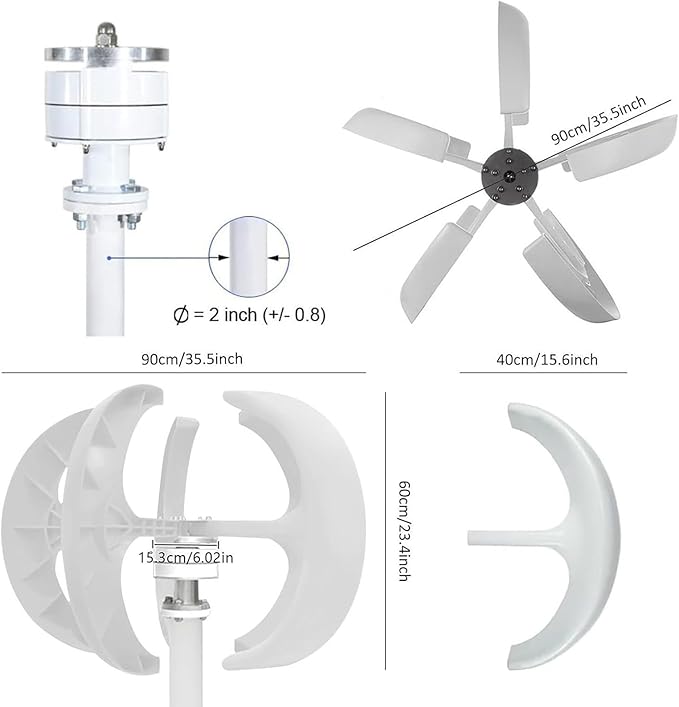Wind Turbine Generator Kit 3000W 4000W 5000W with Controller Wind Generator for Home Use Vertical Wind Turbine Windmill Power Generator5000W-12V