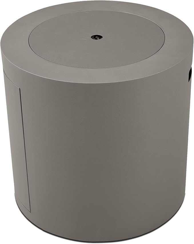 Real Flame Aegean 24 Round Propane Gas Fire Pit Table with Hidden Tank 50000 BTU Powder-Coated Steel Push-Button Ignition Lava Rock Storage Cover Stainless Steel Burner with Lid - Mist Gray