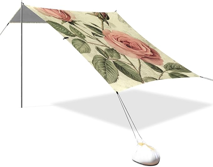 ALAZA Vintage Rose Botanical Garden Beach Tent Sun Shelter Portable Canopy Sunshade for Outdoor Camping Picnics Backyard Fun 10x9 ft