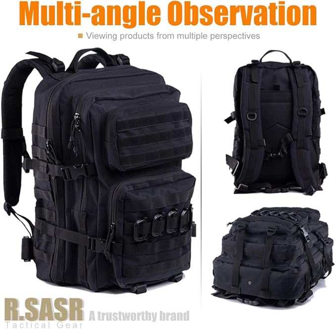 45L Tactical Backpack for Men Women Military Assault Pack with MOLLE Large 3 Day Bug Out Bag for Hiking Camping