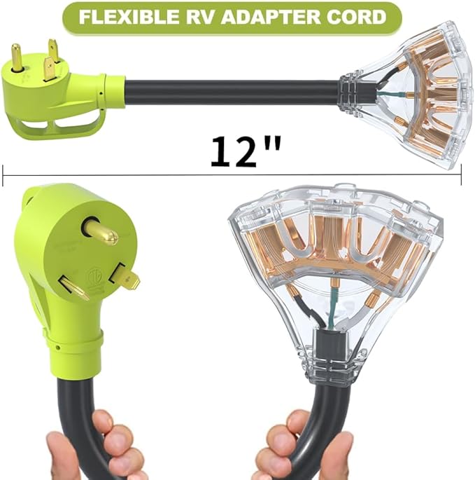 30 amp to 110 adapterNEMA TT-30P Male to 3X 5-20R T-Blade Household ConnectorsGenerator 30 amp to 20 amp adapter10 AWG STW (1FT)