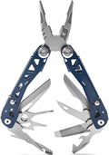 19-in-1 Mutitool Stainless Steel Multi-functional Pliers with Screwdrivers Foldable Multitools with Scissors and Sheath Ideal for CampingSurvivalRepair Great Gifts for Men(Blue)