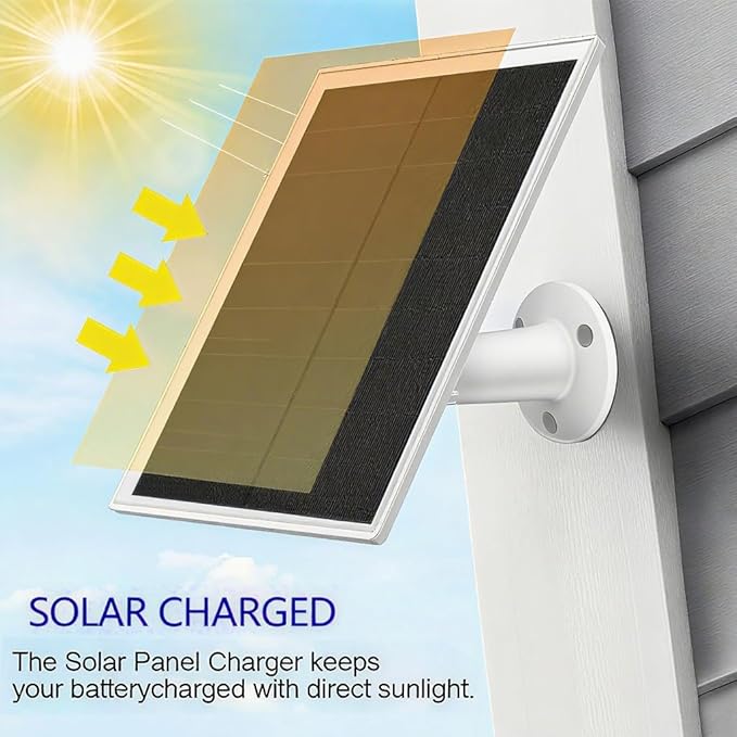2 Packs Solar Panel for Ring Security Camera Premium 5V USB Solar Panel Charger IP65 Waterproof Compatible with Outdoor Rechargeable Battery Powered Cam 9.8ft USB Cable 360 Adjustable Bracket