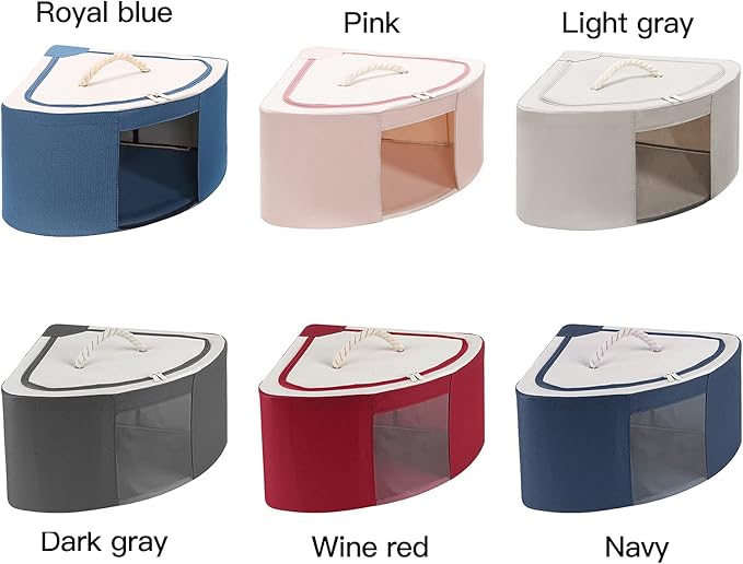 Foldable Storage Bins Cubes Boxes with Lid Triangle Corner Collapsible Fabric Storage Box Navy