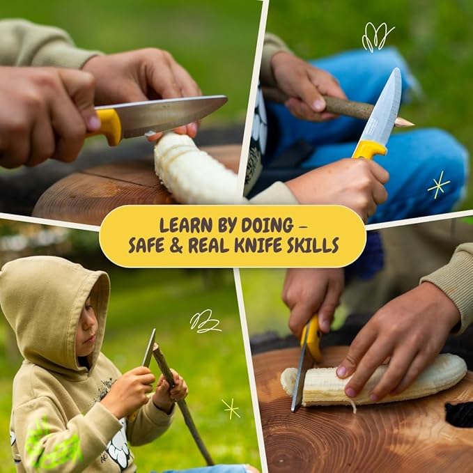 BPSKNIVES Season Series Summer - Kids First Knife - Bushcraft Knives for Boys - Whittling Knives for Kids - Safe Kid Knife with Sheath &amp Rounded Tip - Camping Knife - Gift for Boys