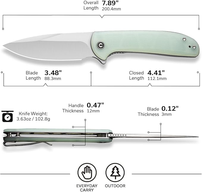 CIVIVI Primitrox Folding Knife for EDC Flipper Pocket Knife with 3.48 Nitro-V Blade G10 Handle for Everyday Carry C23005A-1