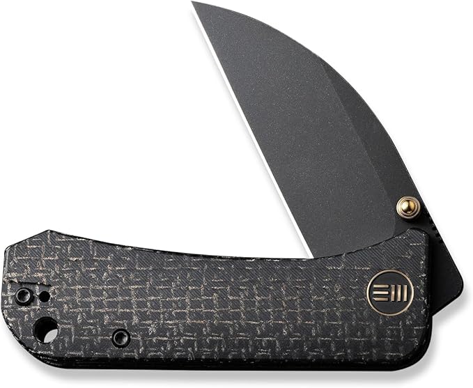 WeKnife Banter Wharncliffe Pocket Knife for EDC Ben Petersen Folding Knife with 2.85 CPM S35VN Steel Blade Burlap Micarta Handle Titanium Thumb Stud Opener WE19068J-1 (Black)