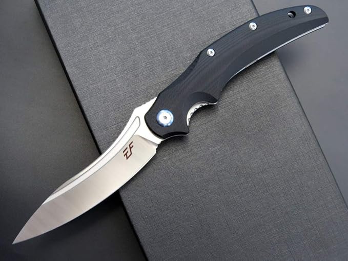 Eafengrow EF951 Folding KnifeD2 Blade and G10 Handle with Liner Lock Ball Bearing Pocket Knife EDC Tool for Outdoor Camping Survival(Black)