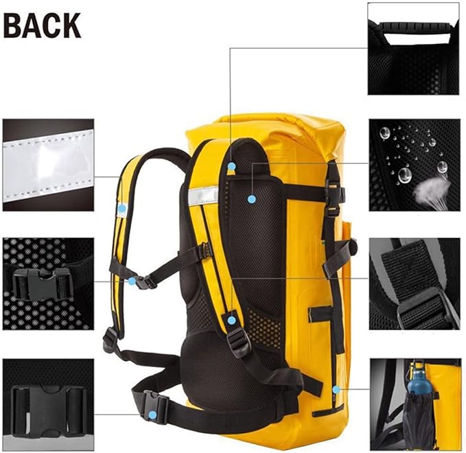 Waterproof Backpack 30L/50L Roll Top Sack Keeps Gear Dry for Travel Work OutdoorsBoating Hiking ExplorerFloating (Yellow30L)