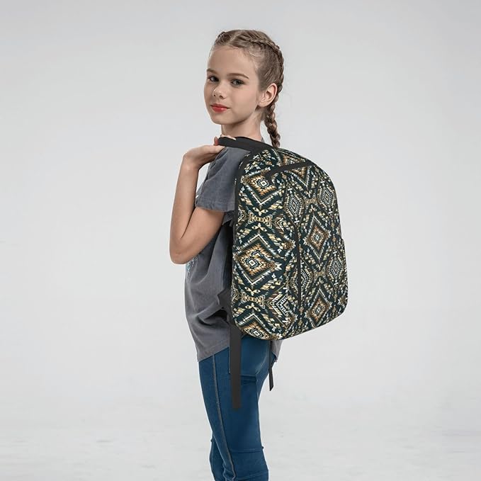 Laptop Backpack Travel Backpack Large Diaper Bag Doctor Bag Backpack for Women &amp Men (Ethnic Indiana Southwest Western Tribal Aztec green)