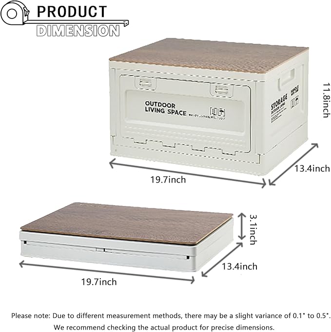 【3-Side Opening 50L Storage Bins with LidsPortable Foldable Storage Box Plastic Stackable Storage Bin for Camp Car RV Office (White)