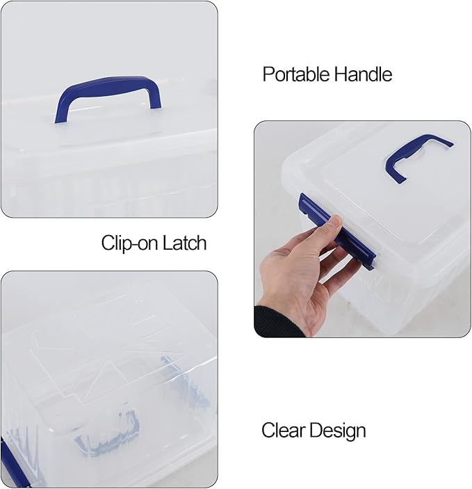 12 Quart Latching Storage Box with Lid Clear Plastic Storage Tote 1 Pack