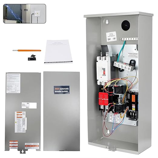 200 Amp Single Phase Generator Automatic Transfer Switch w/Power Management Replacement for Generac RXSW200A3 Service Entrance Rated Transfer Switch NEMA 3R Aluminum Enclosure