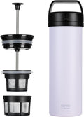 ESPRO Go P0 Ultralight French Press Coffee Maker for Travel Vacuum Insulated Stainless Steel 16 Ounces Light Pink