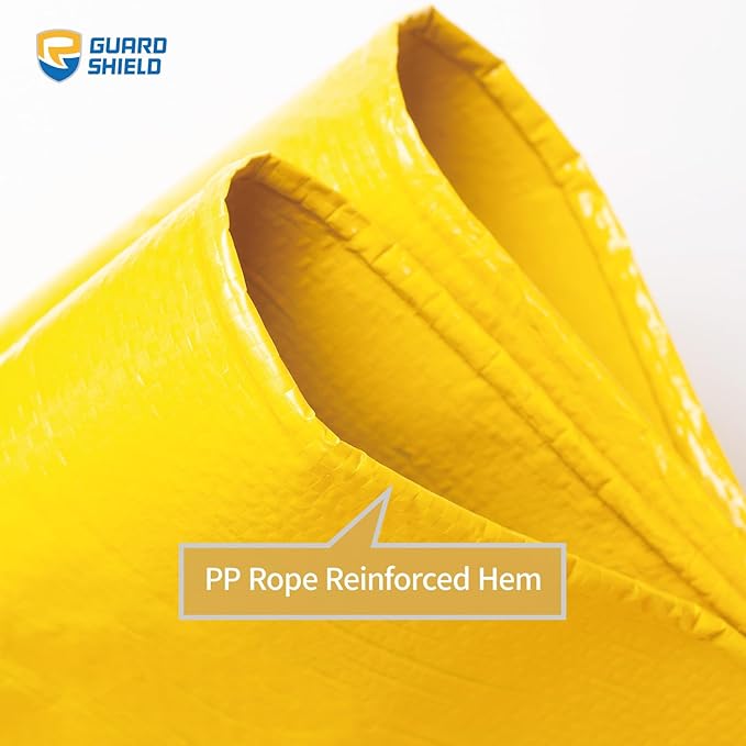 GUARD SHIELD Tarp 16x20 Feet Waterproof Yellow/Silver Tarps 8Mil Multi Purpose UV Resistant Cover for OutdoorCampingTentBoats