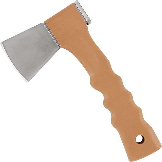 MedievalDepot Outdoor Camping Axe – Compact Full Tang Blade with Hammer Pommel Sheath Included (Brown)