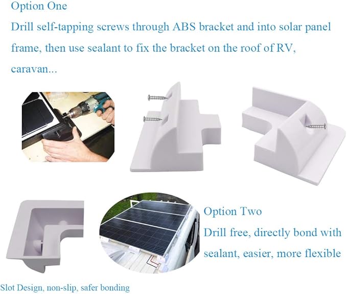 Solar Panel Mounting Brackets ABS Corner Bracket Kit 7PCS Drill-Free Widely Used on Roofs of RV Caravans Vehicles Camper Vans Sheds Garages Deck of Boats White