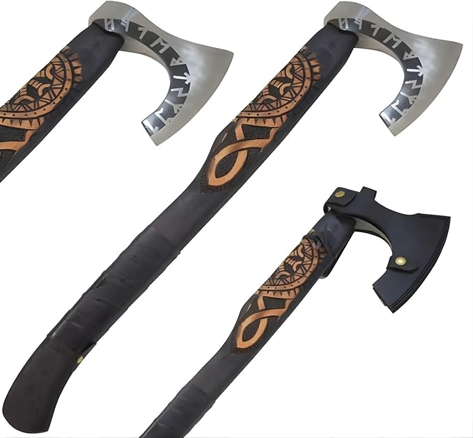 Medieval Style Viking Hatchet – Handmade Hand Forged Tomahawk Axe for Camping &amp Hunting (Black)