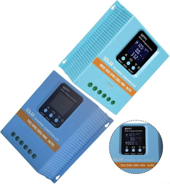 6080A MPPT Solar Charge Controller with Auto Detection for 12V 24V 36V 48V Battery Systems for RV Marine and Home Solar Applications (12V24V/36V/48V-80A)