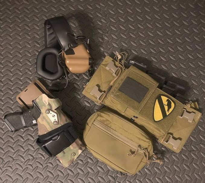 KRYDEX Tactical Drop Pouch Sub Abdominal Carrying Kit Bag and Tactical Placard Coyote Brown