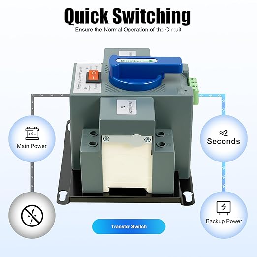 Dual Power Automatic Transfer Switch 2P 63A ATS Dual Power Generator Changeover Switch 110V Mini Electrical Selector Switches