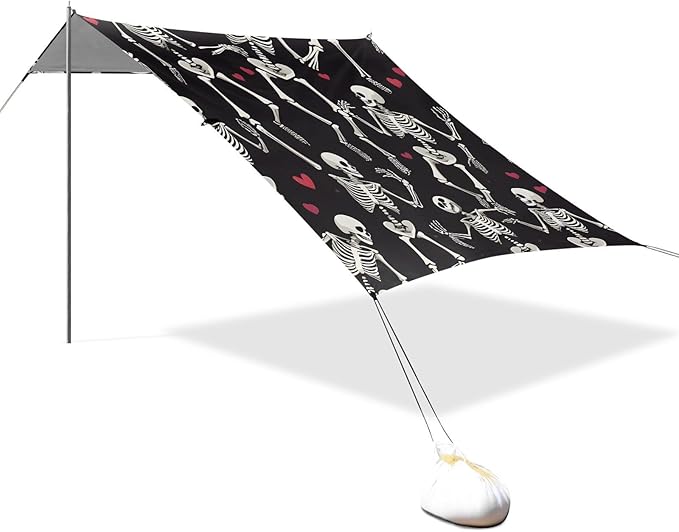 ALAZA Skull Dancing Pattern Beach Tent Sun Shelter Portable Canopy Sunshade for Outdoor Camping Picnics Backyard Fun 10x9 ft