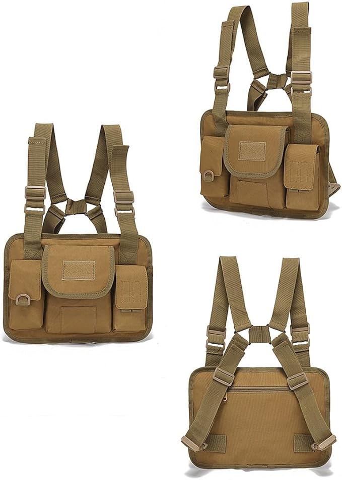 Outdoor Chest Bag For Men Tactical Utility Pack Lightweight Chest Pouch Hiphop/Harness Bag for Workouts Cycling Hiking (Mud Color)