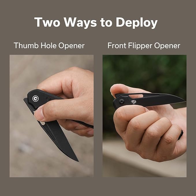 CIVIVI Guile Pocket Knife Folding Knife for EDC 3.25 Swedish 14C28N Blade G10 Handle with Reversible Deep-Carry Clip C24062B-1 (Black)