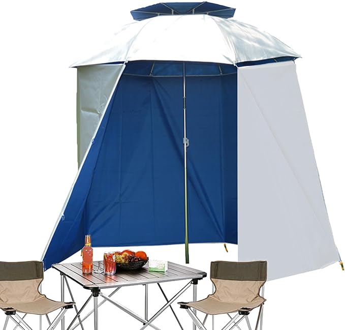 Waterproof Portable Sports Umbrella Tent Semi-Circular Fishing Umbrella Shade with UV Protective Surround Cloth Outdoor Sun Rain Parasol Shelter for Camping Beach Hiking and Fishing Accessories