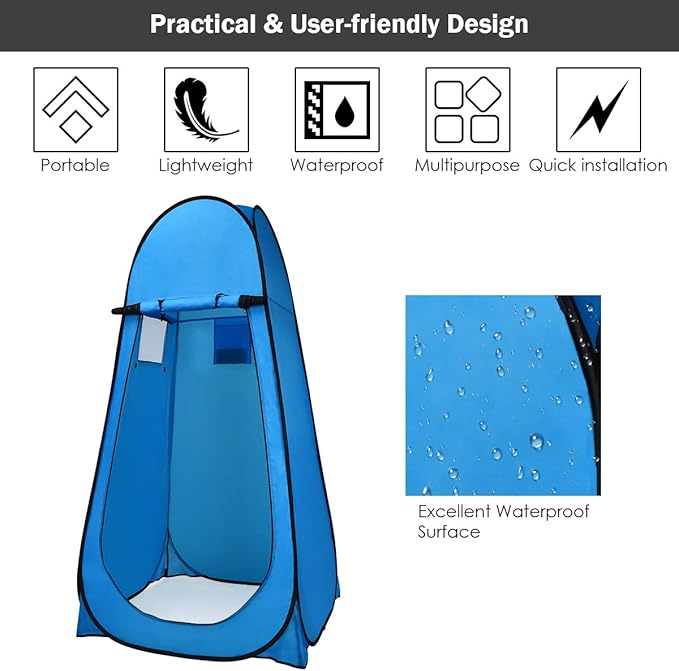 Giantex Pop Up Shower Tent Portable Camping Tent for Dressing Toilet Changing Room Outdoor Privacy Shelter