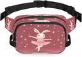 Rabbit Ballet Waterproof Fanny Pack for Women Men Adjustable Waist Bag with Double Zipper Pockets Lightweight Square Hip Pack for Running Travel Hiking Workout Cycling